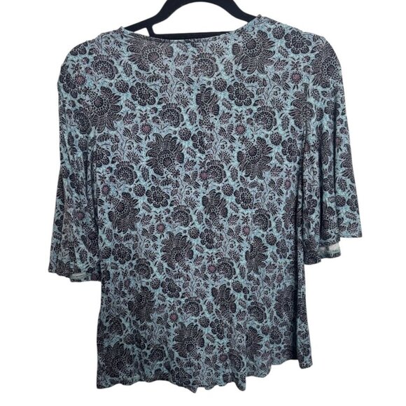 Haute Hippie Boho Floral Wrap Top - Size XS Blue Black Print - Picture 5 of 5